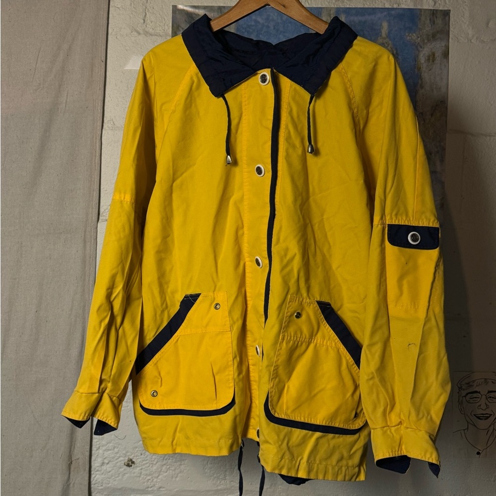Vintage Reversible Yellow & Navy Nautical Windbreaker